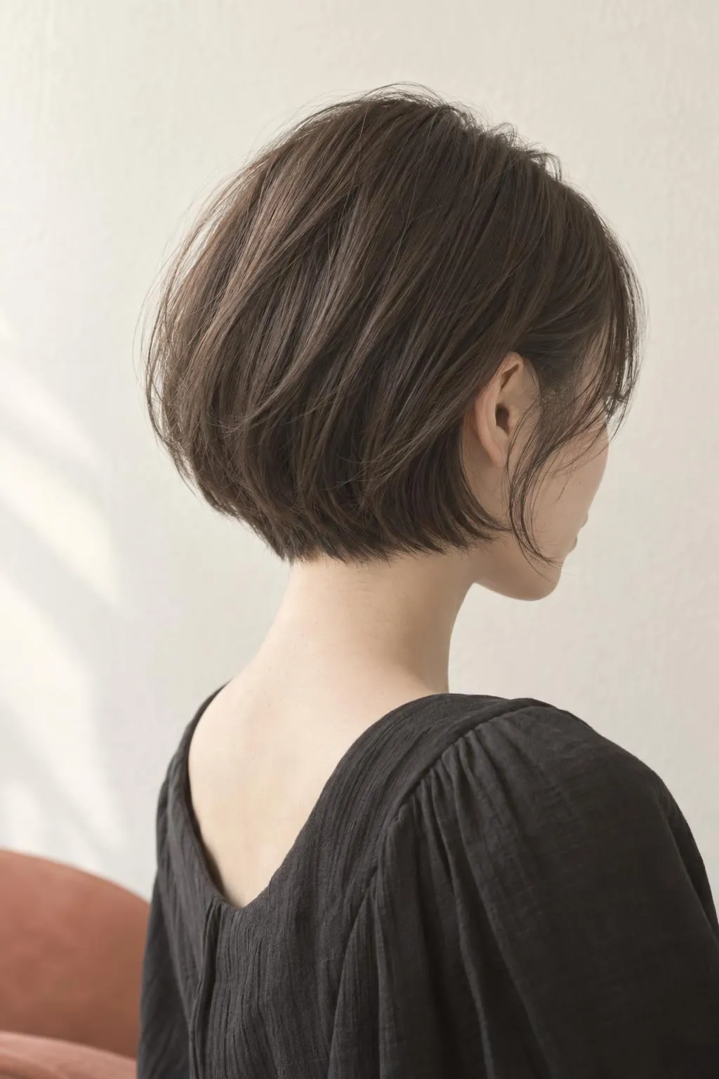 首すじが見える丸みのあるショートボブ